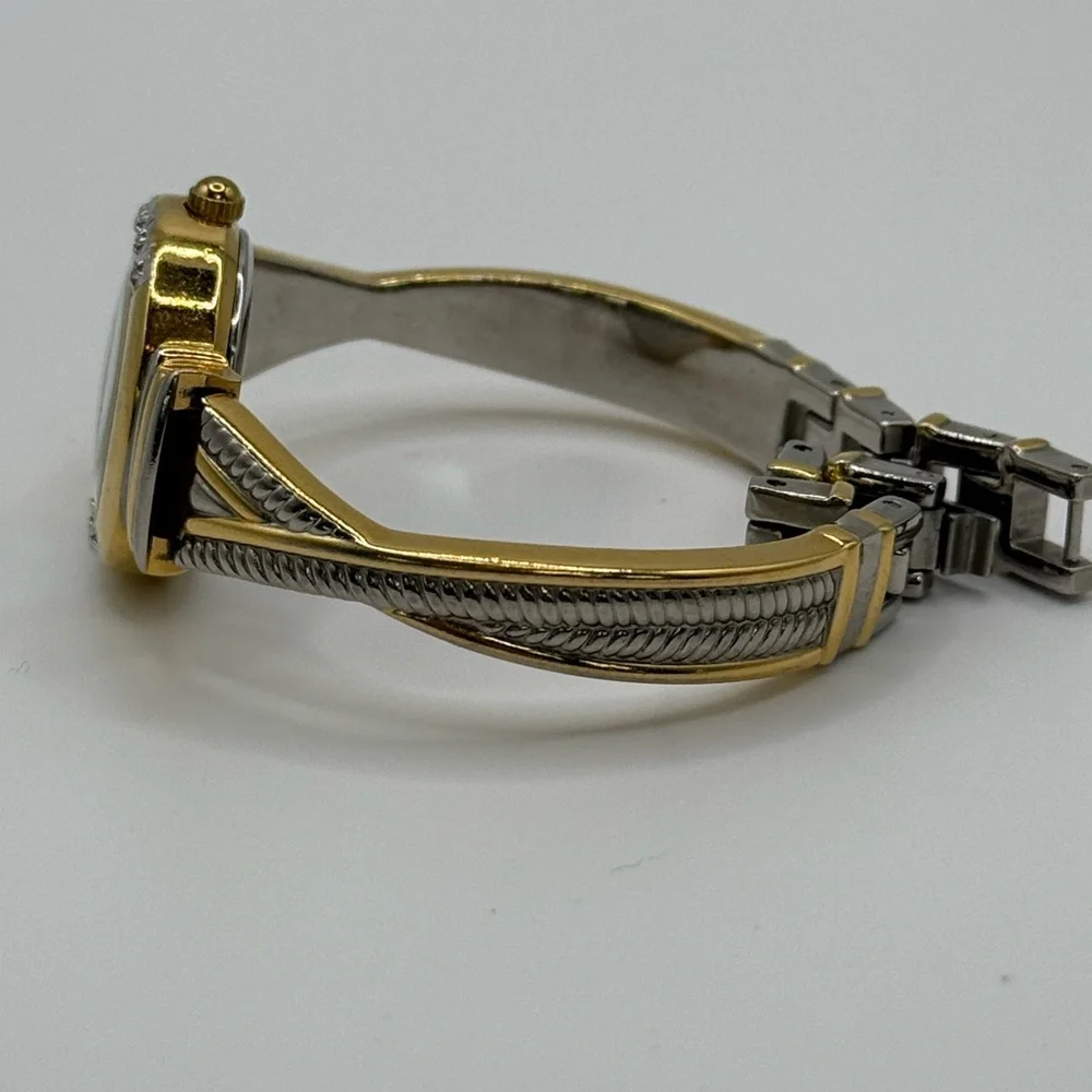 Anne Klein Gold and Silver tone Women's Bangle Watch with diamonds - Picture 3 of 14